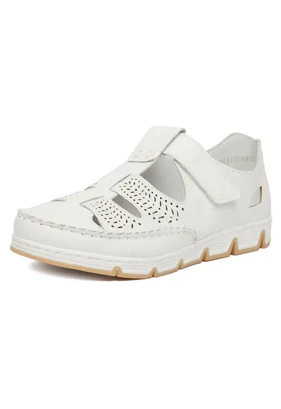 Pantofi dama piele naturala - alb - inchidere velcro - talpa profilata