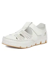 Pantofi dama piele naturala - alb - inchidere velcro - talpa profilata