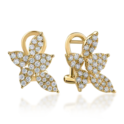 Cercei florali din aur galben cu diamante de 0.7ct