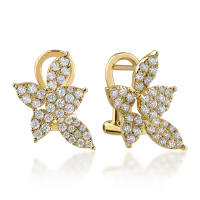 Cercei florali din aur galben cu diamante de 0.7ct