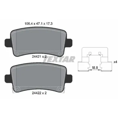 Set placute frana, frana disc TEXTAR 2442101