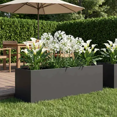 vidaXL Vază pentru Grădină Negru 100 x 30 x 30 cm Oțel laminat la rece