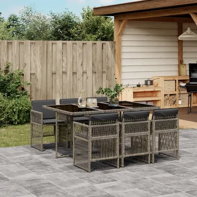 Gossi set mobilier de gradina cu perne, 7 piese, gri, poliratan