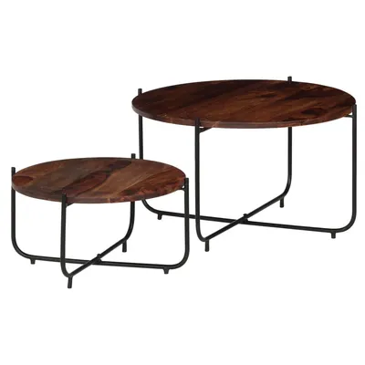 vidaXL Set masă de cafea, 2 piese, lemn masiv de acacia, 60 x 35 cm