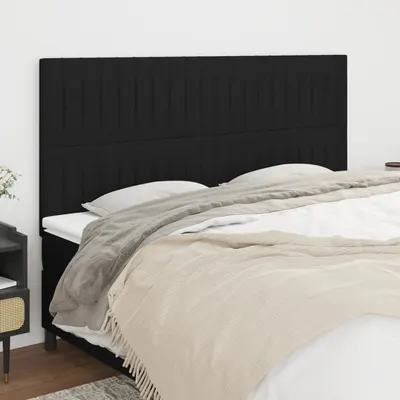 vidaXL Tăblie de pat neagră 180x5x118/128 cm, material textil