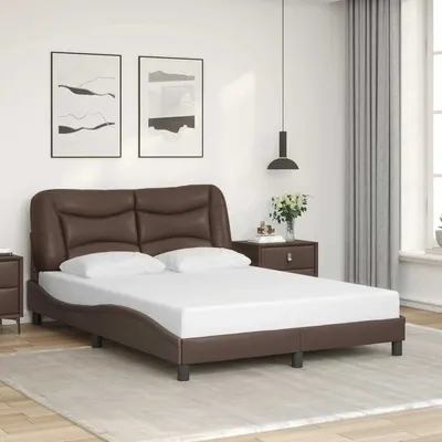vidaXL Cadru de pat fără saltea, Hvar, maro, 120x200 cm, piele ecologică