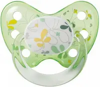 Suzeta din silicon cu inel Dentistar Art - verde, marimea 2