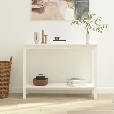 vidaXL Masă consolă, alb, 110x40x80 cm, lemn masiv de pin
