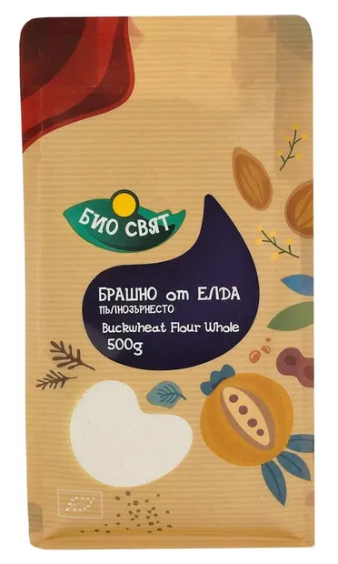 Făină bio de hrișcă, integrală, 500 g, Biosvyat
