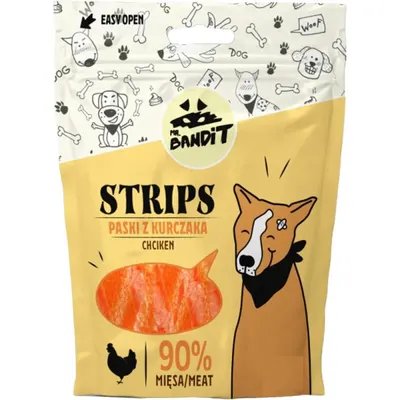 Recompense pentru Caini Mr. Bandit Strips, Pui, 80 g