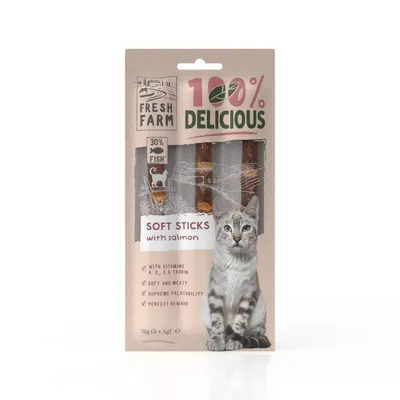 Recompense pentru pisici Fresh Farm Soft Sticks cu somon 3 x 5 gr