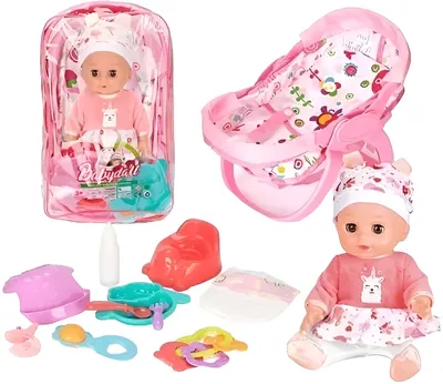 Păpuşă - bebeluş Sonne - Sarika, cu scaun și accesorii
