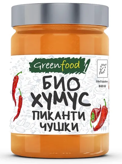 Hummus bio, picant cu ardei, 280 g, Green Food