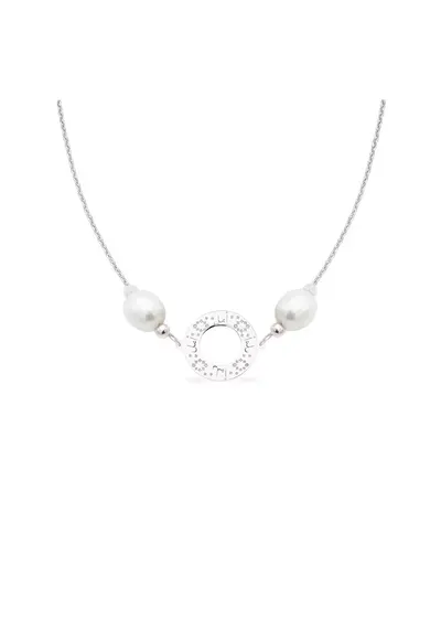 Colier la baza gatului PERSIAN NIGHTS cu perle veritabile de cultura - aur 14K - Alb