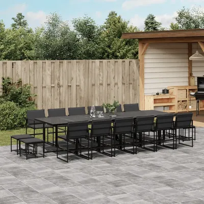 Gossi set mobilier de gradina, 17 piese, cu perne, negru, textilena