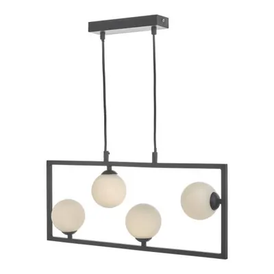 Lampa suspendata Ensio 4 Light Pendant Matt Black & Opal Glass