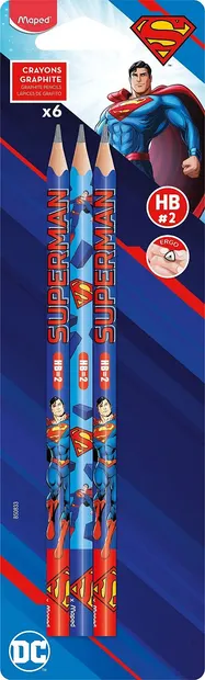 Creioane de grafit Maped Superman - HB, 6 buc