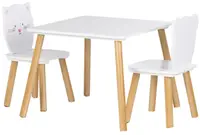 Set pentru copii Chipolino - Masă cu două scaune, MDF, urs și pisoi