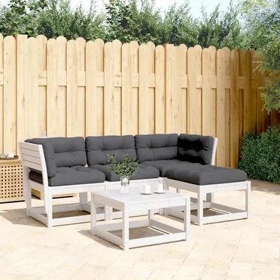 Gossi set mobilier de gradina cu perne, 4 piese alb lemn masiv de pin