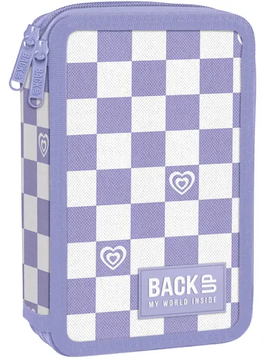 Penar cu rechizite BackUp DW - Purple Chess, cu 2 fermoare