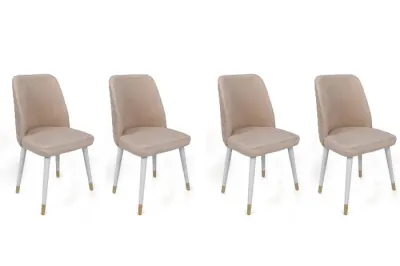 Set 4 scaune HUGO, crem + alb + auriu, 50x49x90 cm