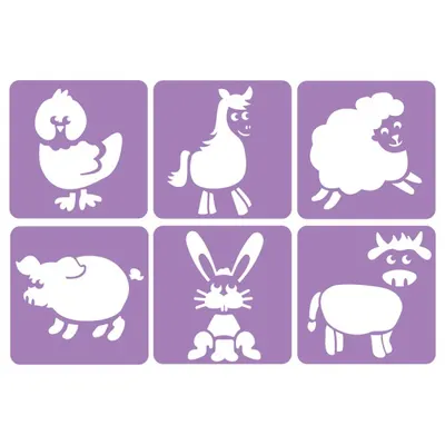 Set de 6 șabloane cu animale domestice, 14 x 14 cm
