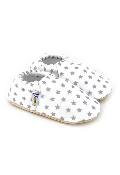 Pantofi slip-on din panza cu model - Alb/Gri