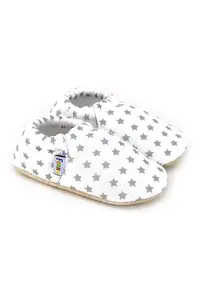 Pantofi slip-on din panza cu model - Alb/Gri