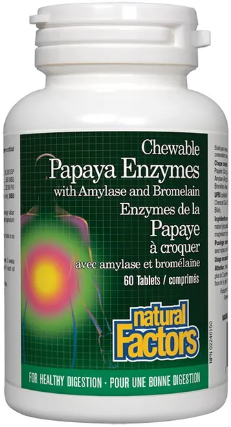 Papaya Enzymes with Amylase and Bromelain, 60 tablete, Natural Factors