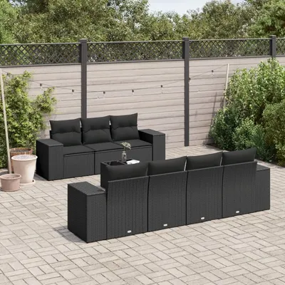 Gossi set mobilier de gradina cu perne, 8 piese, negru, poliratan