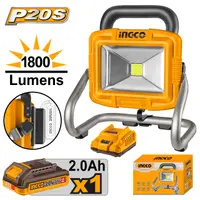 Proiector LED 20V 20W 1800 Lumeni cu Acumulator 2.0Ah si Incarcator CWLI20258 – lampa de lucru profesionala cu 2 moduri iluminare