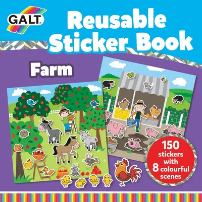Carte cu stickere Galt - Ferma, 150 stickere pentru utilizare multipla
