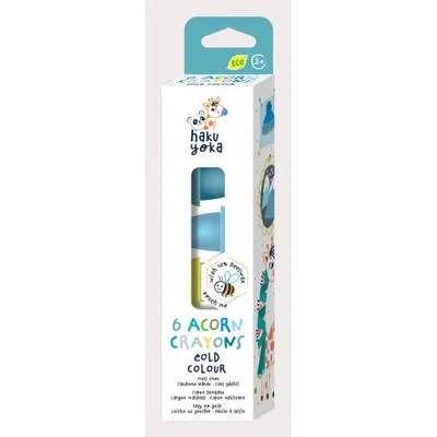 Set de 6 creioane cerate in forma de ghinda, Haku Yoka - culori reci