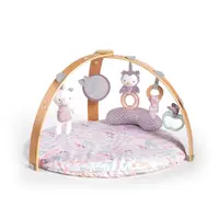 Salteluta interactiva, Ingenuity, Cozy Spot Calla, Cu jucarii pentru dentitie si zornaitoare, Rezistenta- bara din lemn, Lavabila in masina, 0 luni+, 81 x 81 x 56 cm, Roz