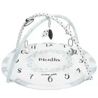 Covoras educational, Baby Mix, Pentru copii, Interactiv, Cu jucarii agatate, Design ingenios, Dezvolta imaginatia, Diametru 89 cm, Inaltime 58 cm, 3 luni+, White