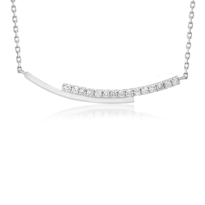 Lant cu pandantiv din aur alb cu diamante de 0.142ct