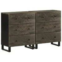 Gossi bufete 2 buc negru 60x33x75 cm lemn masiv mango