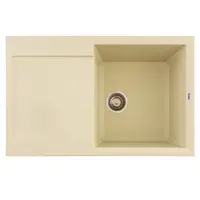 FCB-7849HI/1T, Chiuveta de bucatarie din granit cu o cuva si scurgator, seria HORIZON, Ivory, 780x495x230 mm, FLOW