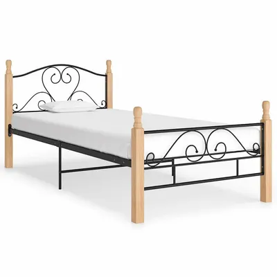 vidaXL Cadru de pat, negru, 90x200 cm, metal