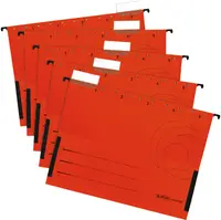 Set de dosare pentru fișet Herlitz Easy Orga - Cu formă de V și opritor, roşu, 5 buc