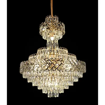 Candelabru RFAN, Model QS824/600x860, Textura Cristal, Metal, 15 X E27, Auriu