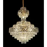 Candelabru RFAN, Model QS824/600x860, Textura Cristal, Metal, 15 X E27, Auriu