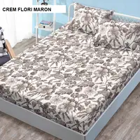 Husa de pat cu 2 fete de perna ELEGANCE crem flori maron 160x200 cm, Ralex | 1 buc