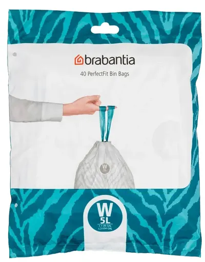 Sac de gunoi Brabantia - PerfectFit NewIcon N, mărimea W, 5 l, 40 buc