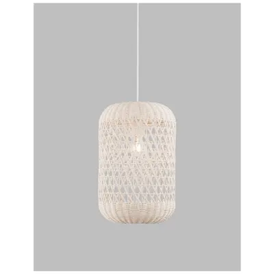 Lampa suspendata AURORA Ivory Ratan Alb Fabric Wire & Baza LED E27 1x12 Wat 230 Volt IP20 Fara bec