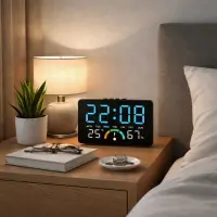 Ceas digital LED cu termometru si higrometru Afisaj mare iluminat