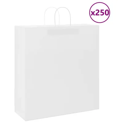 Gossi pungi de hartie 250 buc cu manere albe 45x17x48 cm
