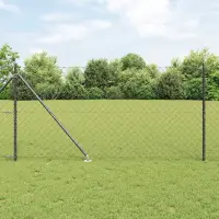 vidaXL Gard de lanț cu vârfuri 25 x 1,4 m Oțel cu strat de PVC Gri