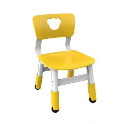 Scaun alb - galben din plastic pentru gradinita, reglabil mas 1-2