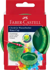 Container apa pentru pictura, simplu, Click and Go Faber-Castell, verde marmorat
